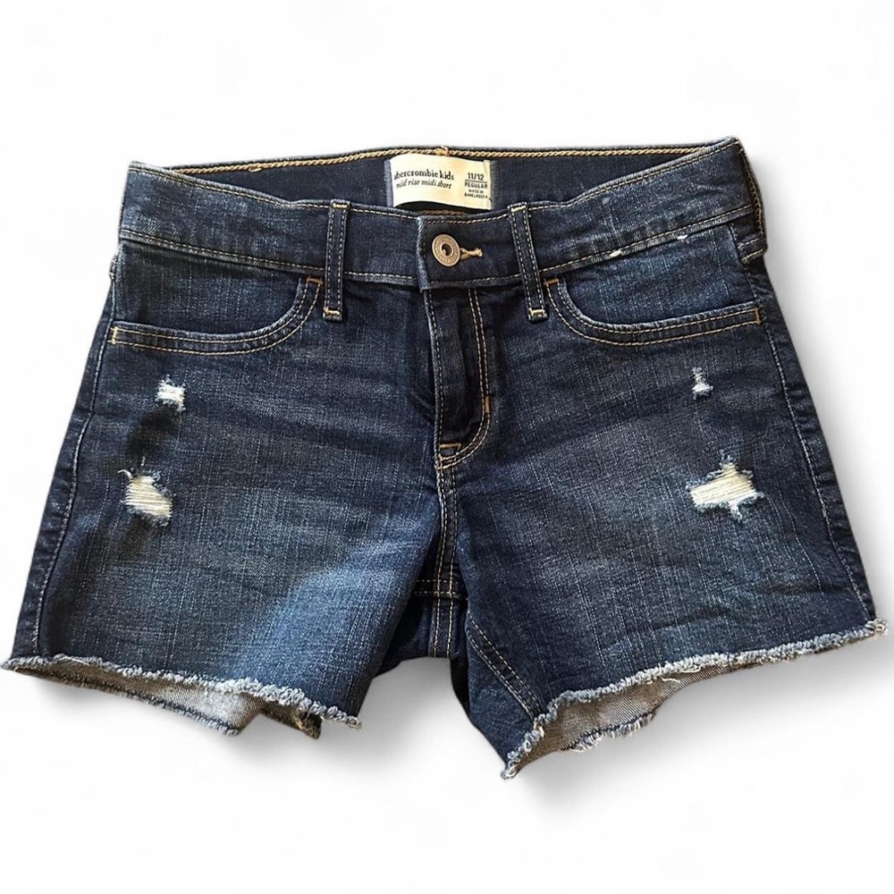 Abercrombie Kids Dark Blue Distressed Jean Shorts size 11/12